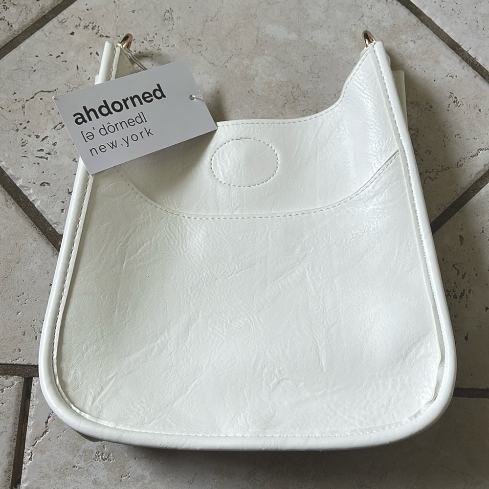 NWT Vegan Leather White Mini Messenger Bag Magnetic Close